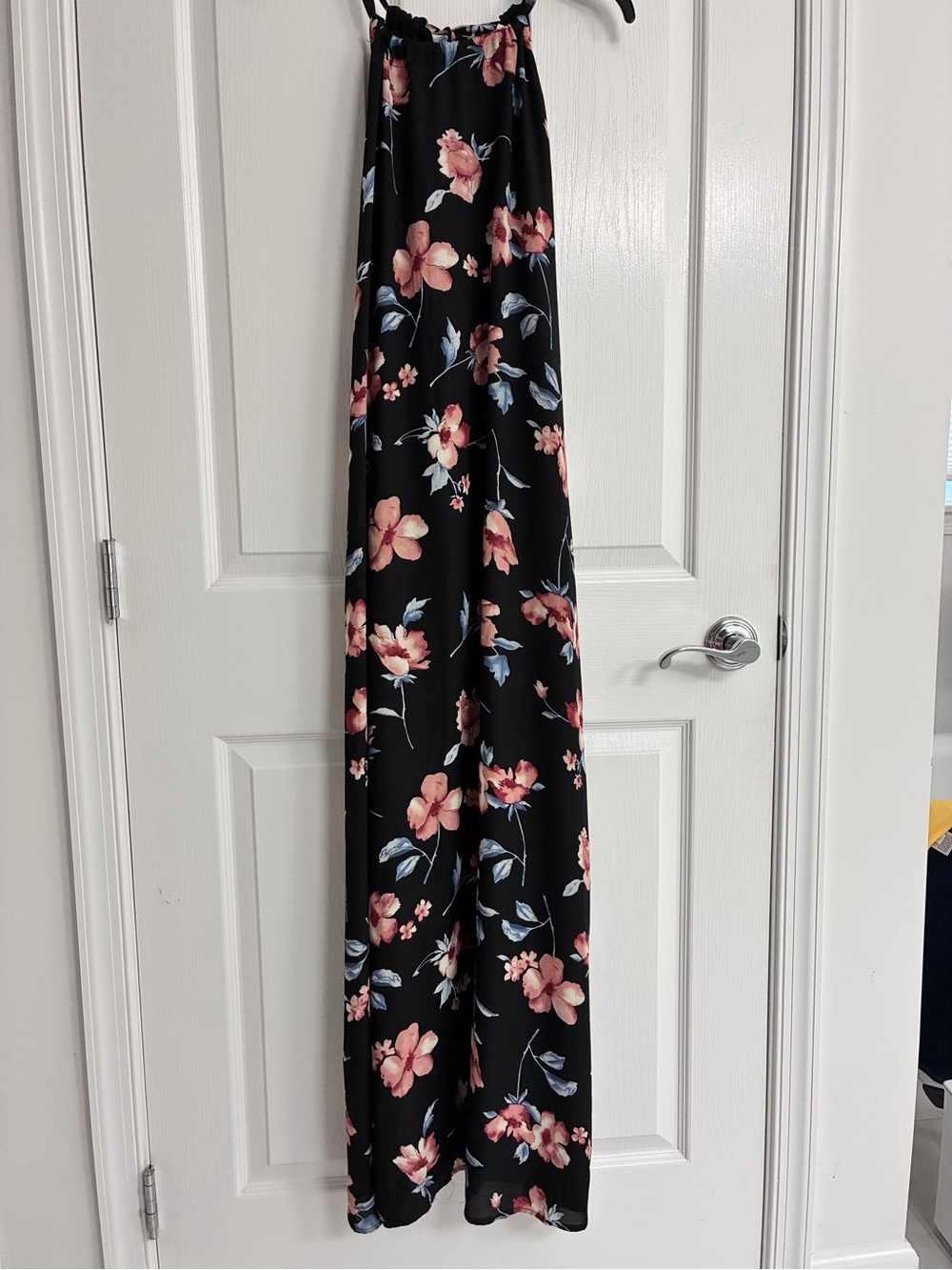 Floral black  and pink halter maxi